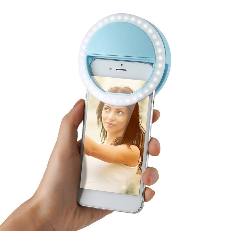 Luz de anel universal para smartphone, luz de anel de flash led portátil para selfie com 36 leds, presilha de anel luminoso para iphone 8 7 samsung 6 plus