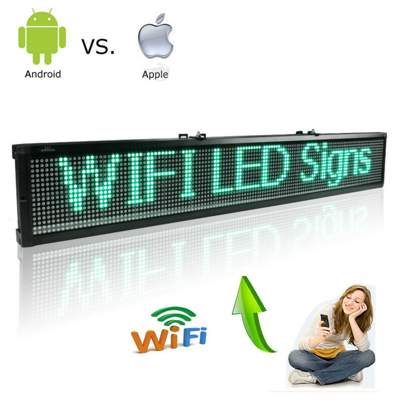 ios And Android Wifi Remote Programmable Advertising LED Display Board for Car bus truck shop Busines Green 12V 24V 110-220V