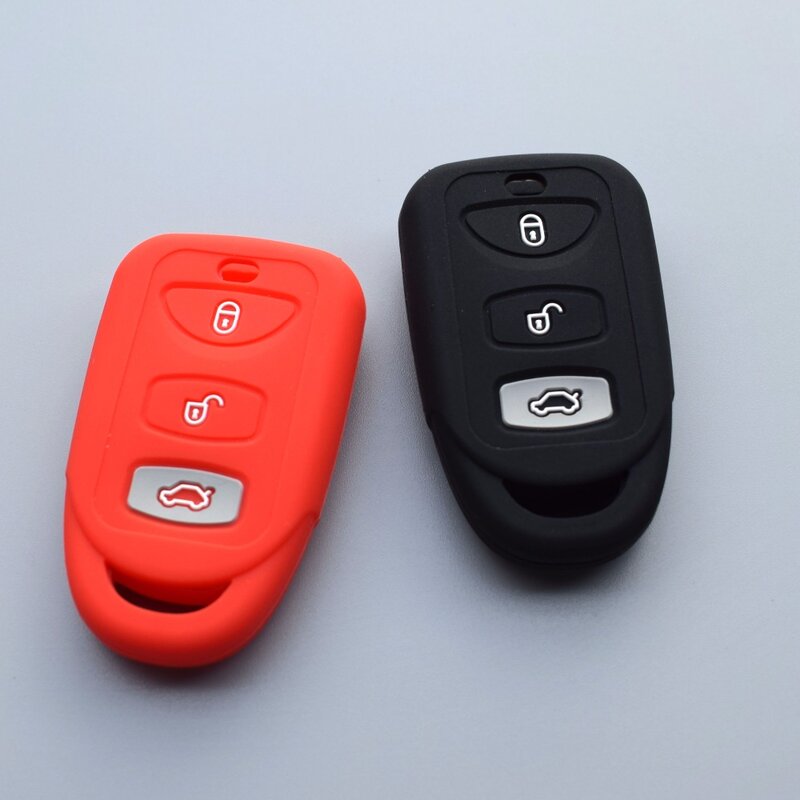 Coque de protection pour clé de voiture en silicone, 3 boutons, pour Hyundai Tuscon Fe Elantra Rio Sportage Rondo, Accent pour KIA Forte Soul