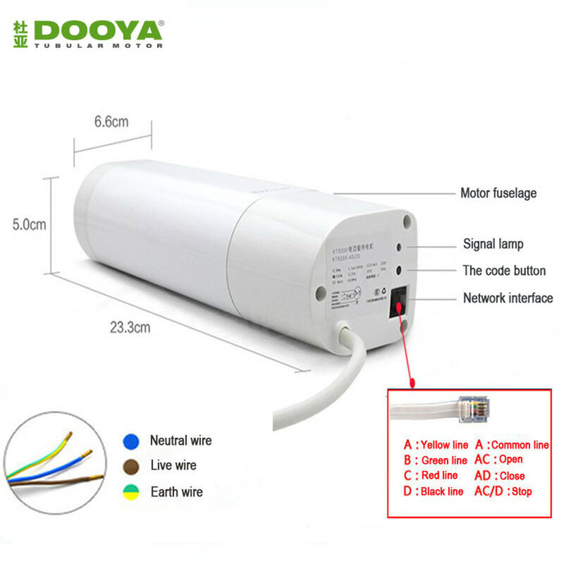 Dooya-motor elétrico de cortina automático kt320e/45w, dooya, dc2760, 2 canais, emissor, controle remoto para casa inteligente