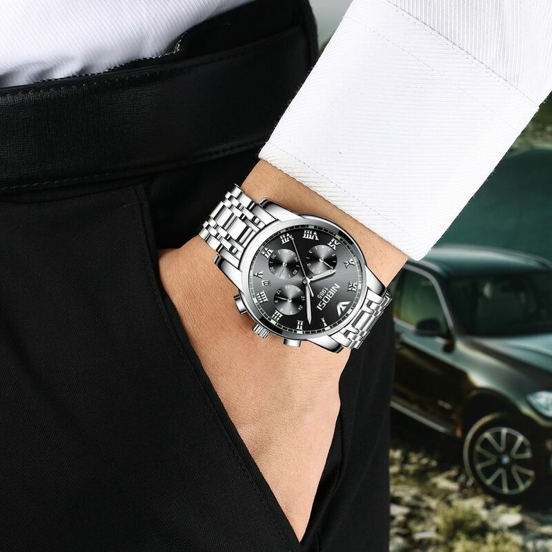 Nibosi relógio esportivo de quartzo masculino, relógio de pulso impermeável e militar para homens, de marca famosa e luxuosa