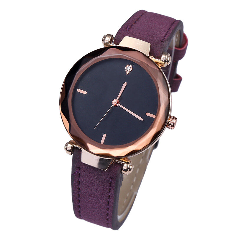 Relógio de pulso feminino luxuoso de couro cristalino, de quartzo para mulheres fashion