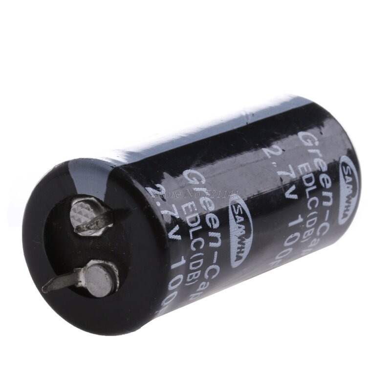 2 pçs super capacitor 2.7 v 100f ultra capacitor farad novos componentes elétricos cor preta dropship