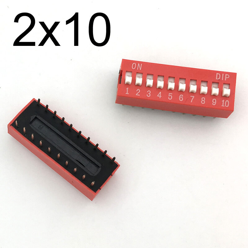 Interruptor dip, tipo de deslizamento vermelho 2.54mm, jarra de 2 fileiras dip, interruptores de alternância 2p 6p livre com 10 peças envio do frete