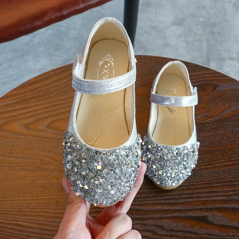 Детские танцевальные туфли принцессы с кристаллами для малышей, кожаные туфли с кристаллами для маленьких девочек, праздничная обувь принц...
