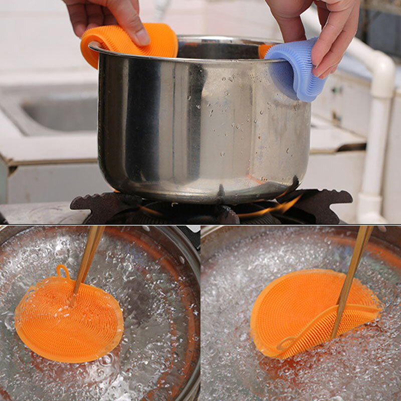 ซิลิโคนทำความสะอาดแปรงล้างจานฟองน้ำอเนกประสงค์ผักผลไม้มีดเครื่องครัวแปรงเครื่องมือห้อ...