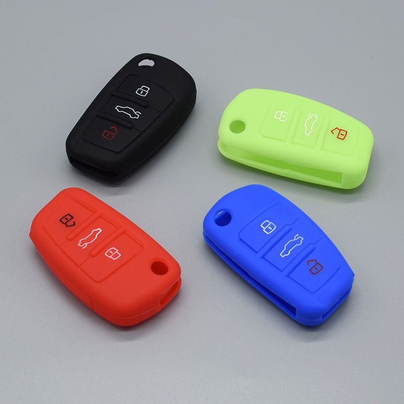 Silicone Rubber Car key Cover case protection for Audi A1 A2 A3 A4 A5 A6 A7 A8 Q5 Q7 R8 S6 S7 S8 SQ5 RS5 remote Flip Folding