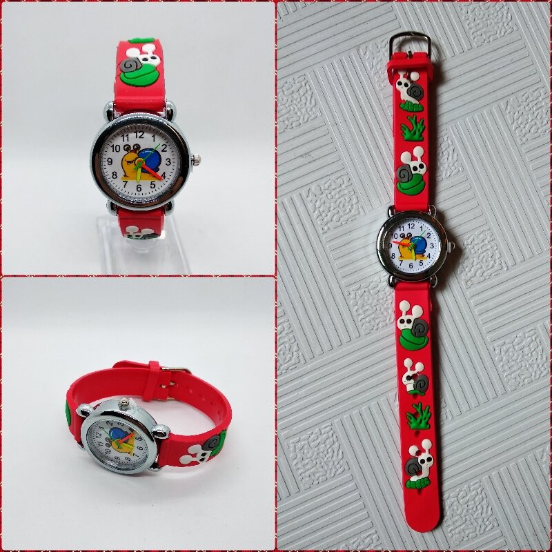 Часы наручные для девочек и мальчиков, кварцевые аналоговые, с мультяшными цветами, улиткой, модные, для студентов, подарок на Рождество
