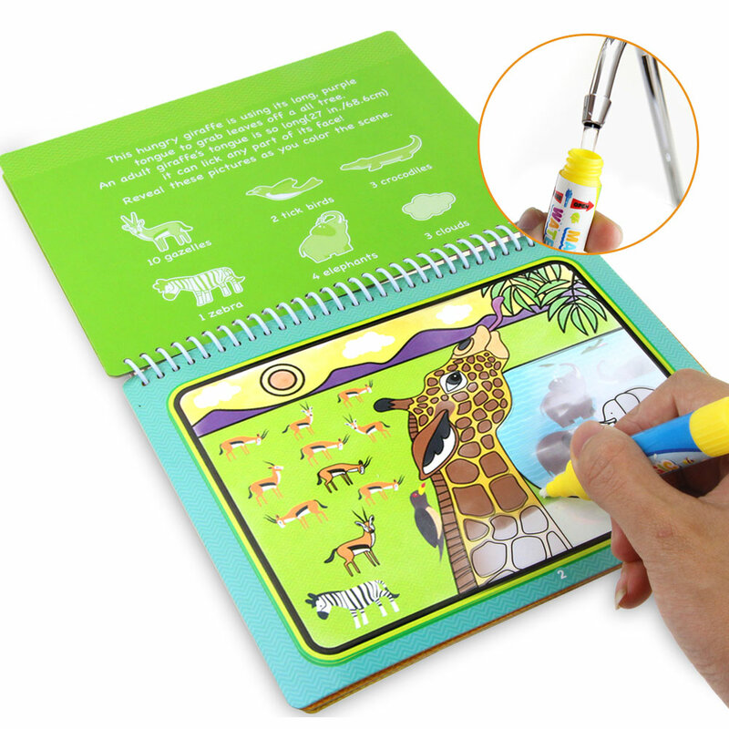 8 stili Magic Water Drawing Book colorazione Doodle & Magic Pen disegno giocattoli giocattoli Montessori giocattoli per l'educazione precoce per regali per bambini