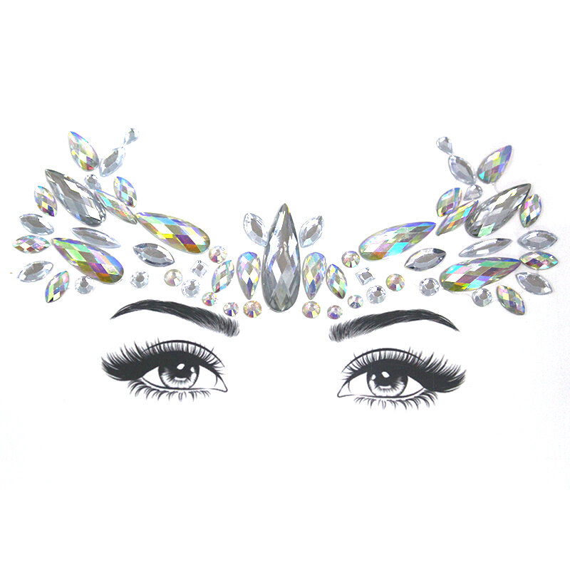 Glitter Wajah Perhiasan Sticker Make Up Perekat Tubuh Seni Tato Sementara Permata Berlian Imitasi Stiker