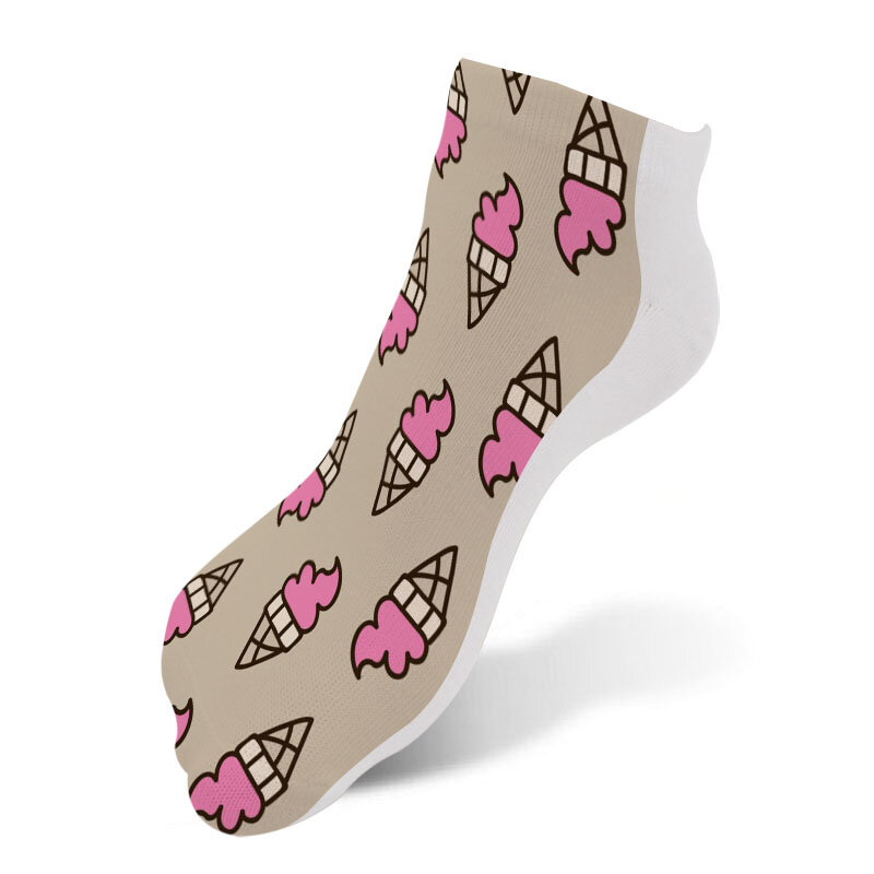 Новинка, Женские Смешные носки с мультяшным рисунком ананаса, кокоса, женские короткие носки с 3d-рисунком мороженого
