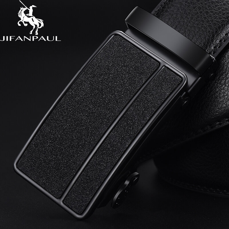 JIFANPAUL-Cinturón de cuero genuino para hombre, hebilla automática negra, tendencia de cuero juvenil, personalidad, sencillo, de negocios, hermoso