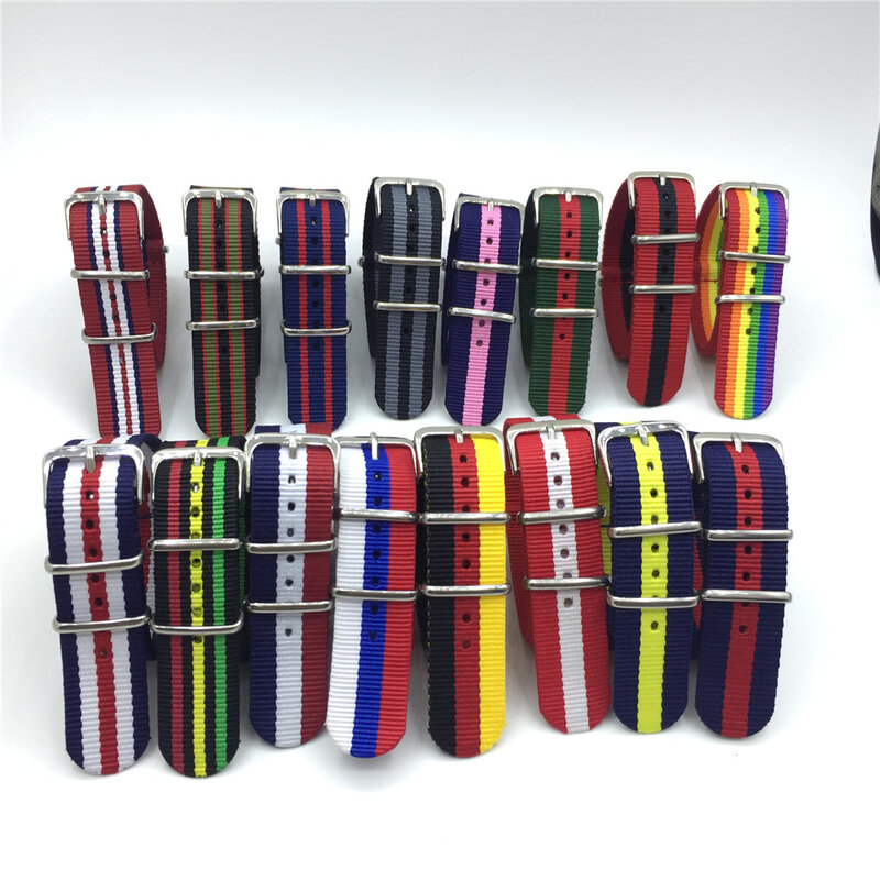 Correa de nailon de colores para reloj, accesorios para pulsera deportiva del ejército, arcoíris, tela Nato, 18, 20, 22 y 24mm