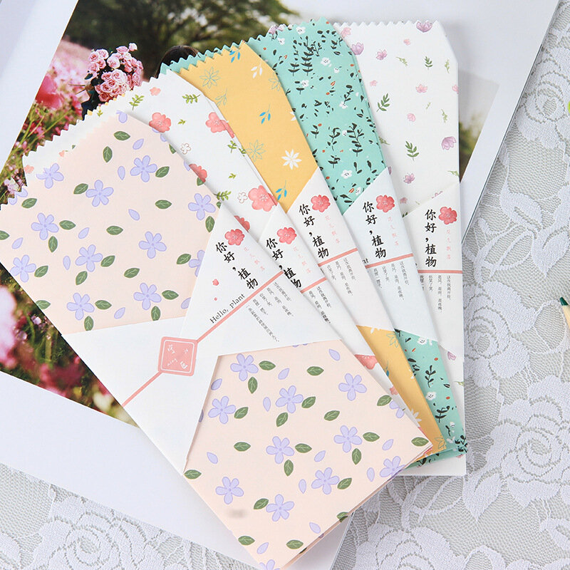 50pcs/lot Flower plant envelope writing paper stationery kawaii birthday christmas cpostcard Gift cards to friends