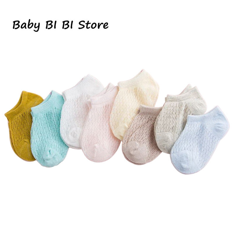 Летние детские короткие носки до щиколотки, сетчатые тонкие хлопковые однотонные полые носки унисекс для малышей