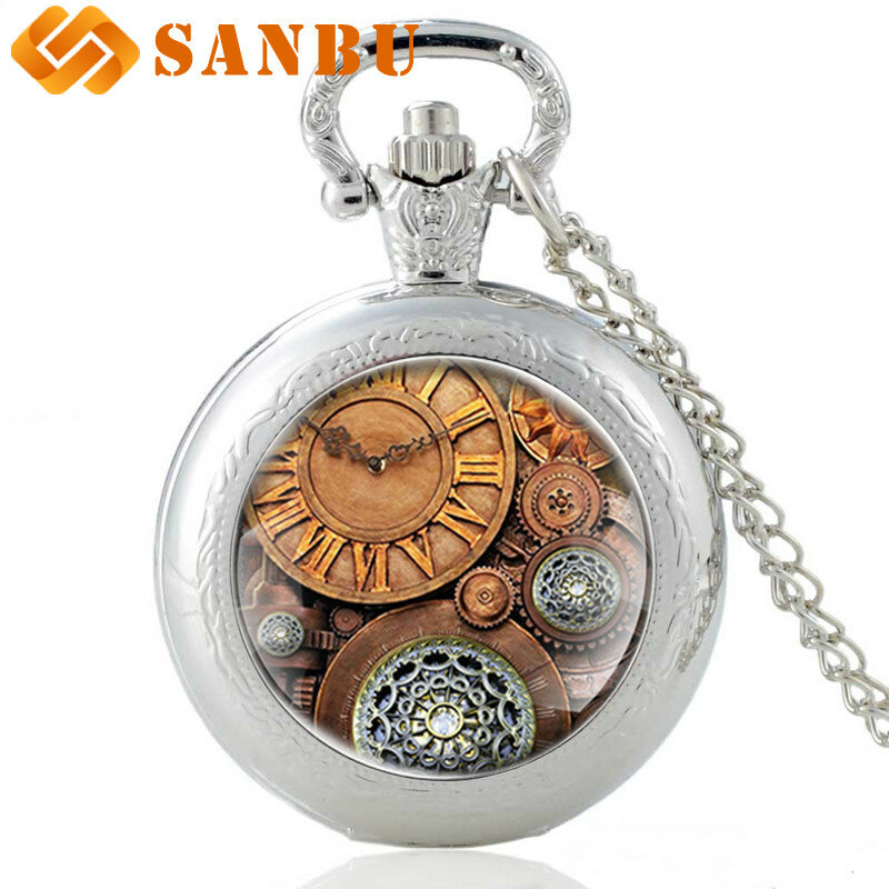 Классическая Шестерня стимпанк карманные часы винтажные мужские и женские бронзовое ожерелье в стиле панк с подвеской