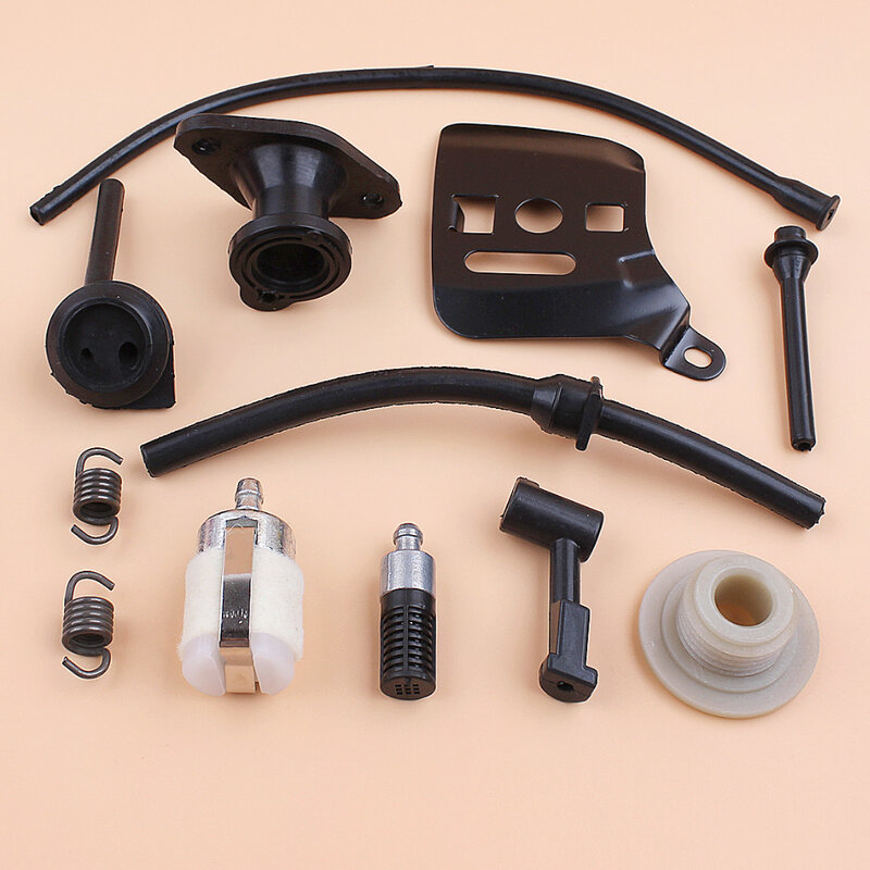 Fuel Oil Hose Filter Worm Gear Intake Manifold Bar Plate Kit for Chinese 2500 25cc Chainsaw 2-Stroke Small Saws Spare Parts