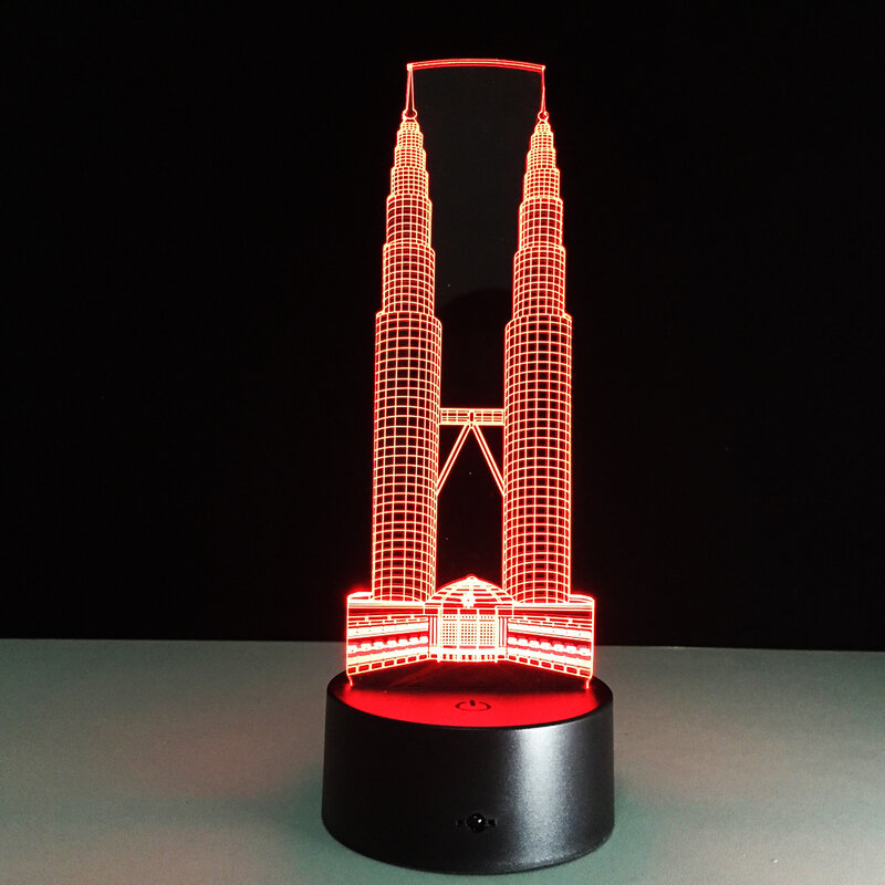Nieuwigheid Led 7 Kleuren Tafellamp Building 3D Visuele Remote Touch Schakelaar Nachtlampje Voor Thuis Decor Xmas Gift