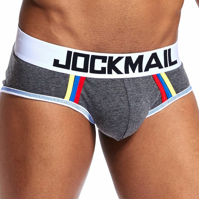 JOCKMAIL-Ropa interior sexy para hombre, calzoncillos con bolsillo para pene, tanga gay, bikini antideslizante de algodón, 2 estilos, 7 colores, blanco