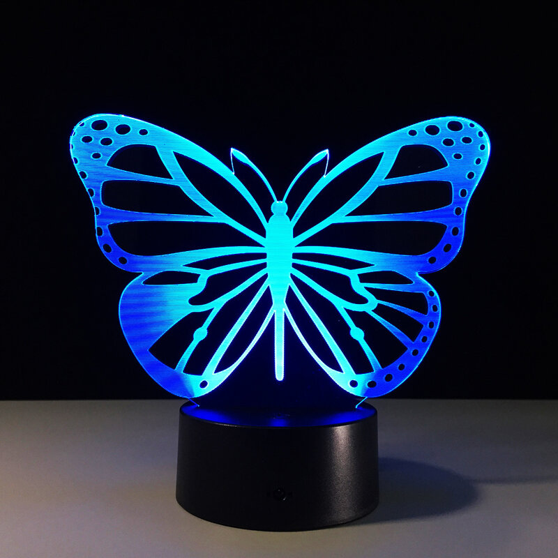 Borboleta 3d night light led candeeiro de mesa usb 7 cores sensor lâmpada para casa decoracion