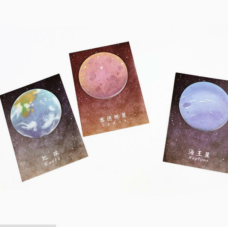 Marcapáginas con diseño de planeta bonito, marcador de marcapáginas de espuma autoadhesivo, material de papelería para regalo promocional