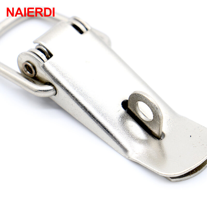 4PC NAIERDI-J106 Cabinet Box Locks Spring Loaded Latch Catch Toggle 27*63 Iron Hasps For Sliding Door Window Furniture Hardware