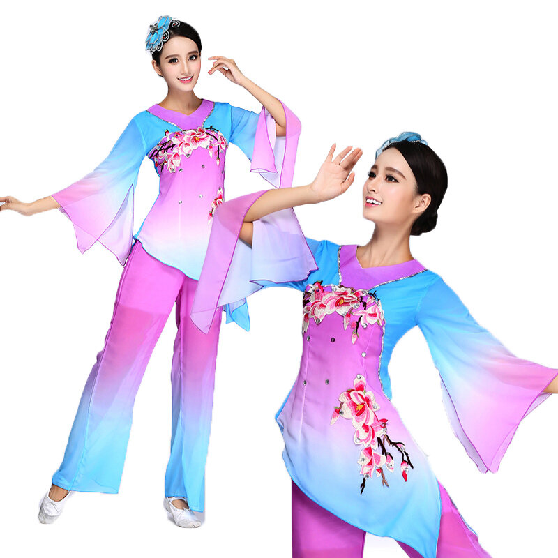 Klasyczny taniec yangko pokaż 2016 nowy wentylator wydajność talii bęben stroje taneczne placu narodowy moda odzież kobiet starość
