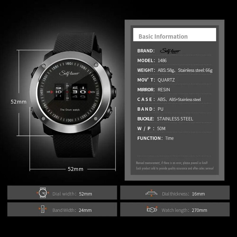 Zegarek męski bęben oszałamiający unikalny zegarek czas toczenia gumowy pasek wodoodporny LCD cyfrowy armia Sport gumowe zegarki Relogio Q