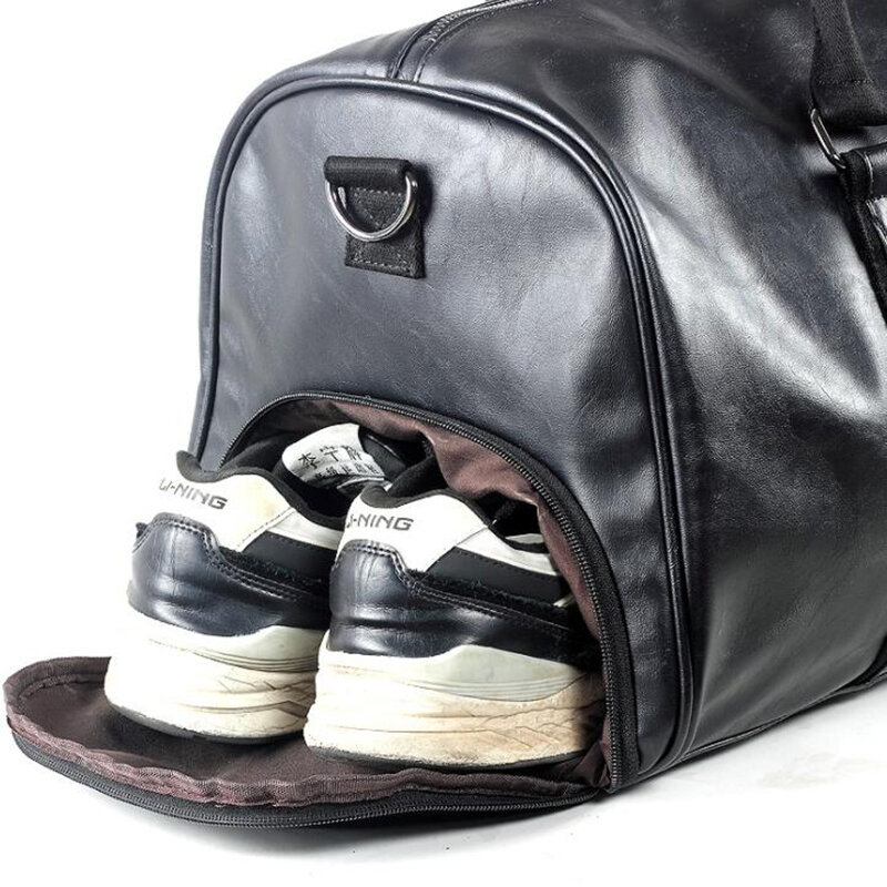 Careteilly PU leathear duffel sacos de Viagem Duffel Bag homem Fresco de couro com um bolso sapatos