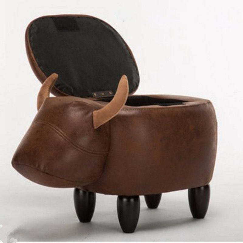 Free shipping animal style OX shoe stool flip-open adult ottoman kid seater children chair toy storage box creative furniture