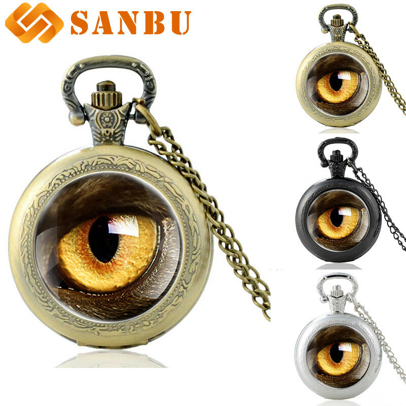 Reloj de bolsillo con ojos de águila para hombre y mujer, cronógrafo de cuarzo, estilo Retro, Punk, bronce