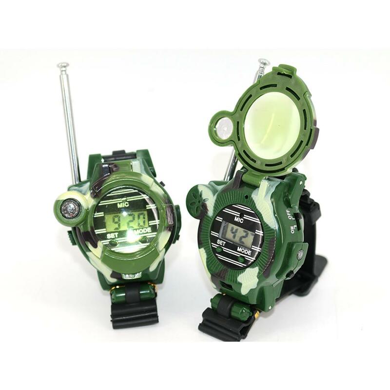 2 uds 7 en 1 reloj walkie talkie de estilo camuflaje juguete para niños eléctrico fuerte rango claro interfono niños juguetes interactivos