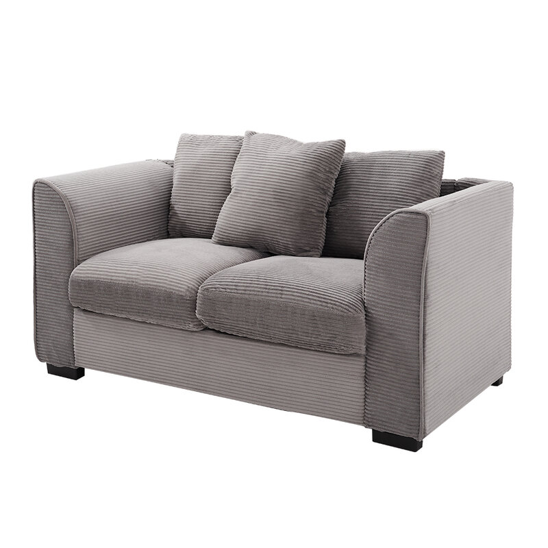 Panana sofá-cama de canto, tecido macio de toque-chenille, almofadas incluídas (cinza)