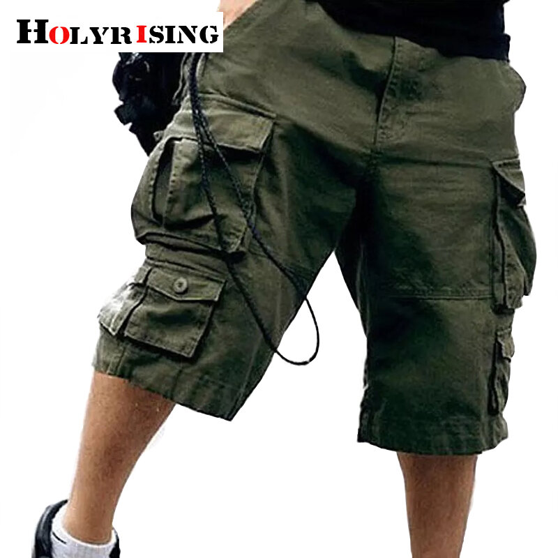 Holyrising حزام الحرة الرجال 100% سراويل قطنية متعددة جيب السراويل العسكرية الرجال التمويه البضائع بنطلون 11 ألوان 18803-5