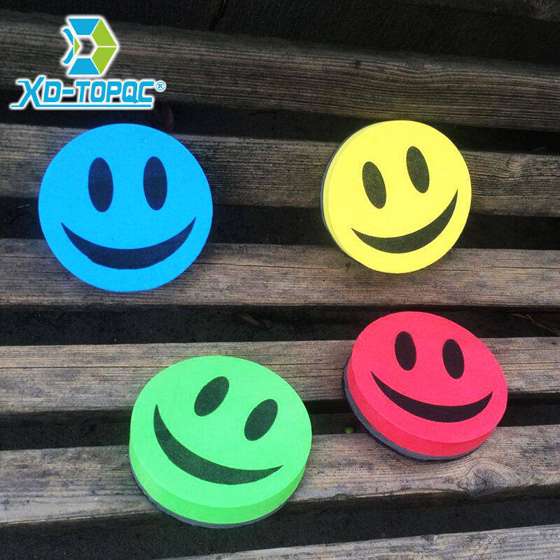 Borrador de pizarra magnética Smile Face, 4 colores, borrado en seco, limpiador de marcadores, envío gratis