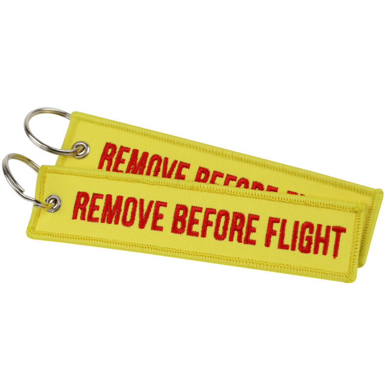 비행 전에 제거 열쇠 고리 Fobs 자수 항공 선물 chaveira Masculino 쥬얼리 노란색 OEM 열쇠 고리 패션 쥬얼리