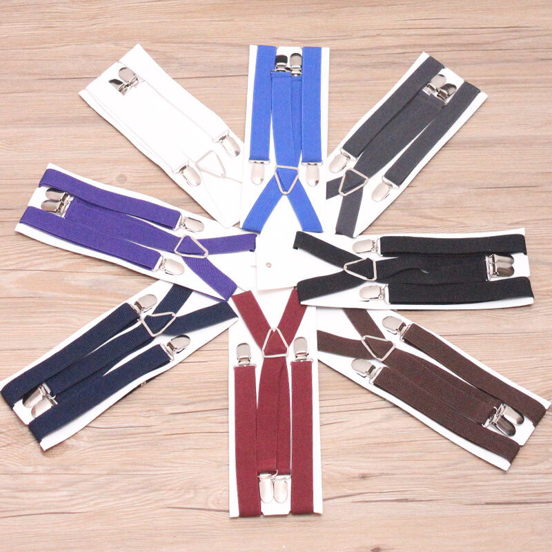 9 cores de couro elástico suspensórios homens 4 clipes suspensórios vintage masculino feminino suspensório para calças de casamento para saia