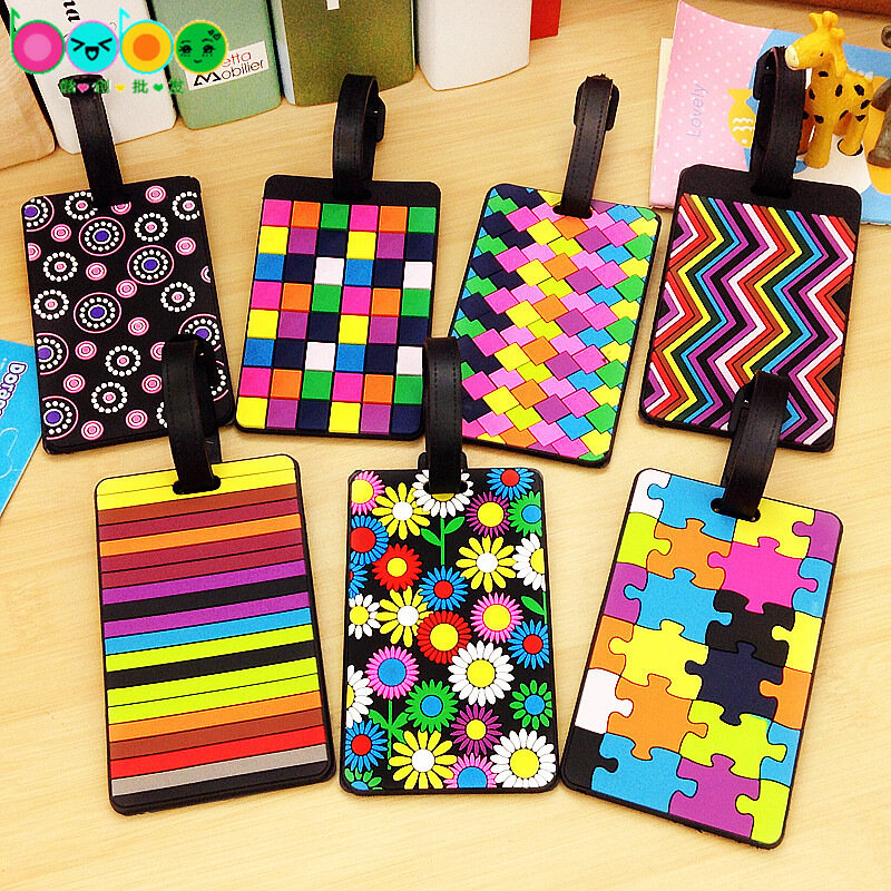Bagage Card Silicone Naam Hang Tag Creative Nationale Stijl Multi-color Geometrische Cartoon Hangtag Voor Bagage/Koffer