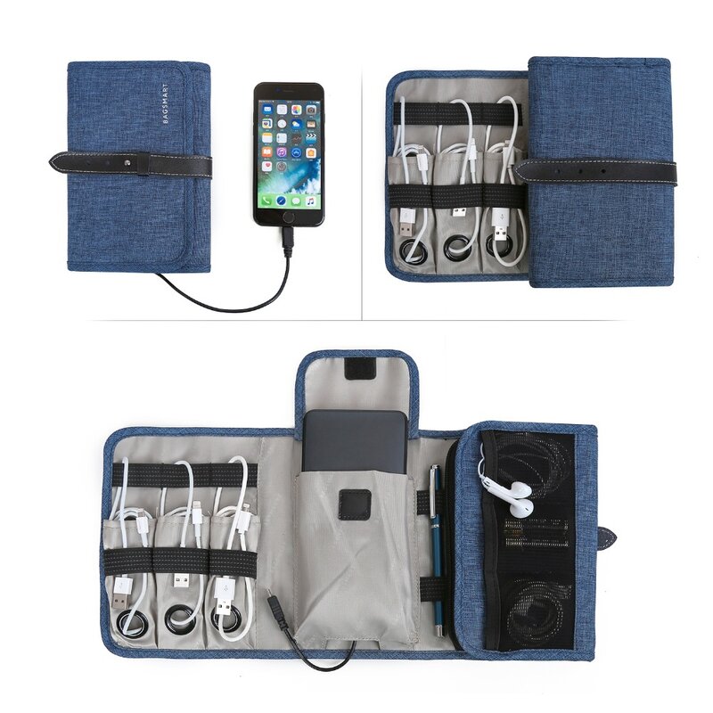 Bagsmart-bolsa organizadora para dispositivos electrónicos, estuche de transporte para cargador, Cables USB, auriculares SD