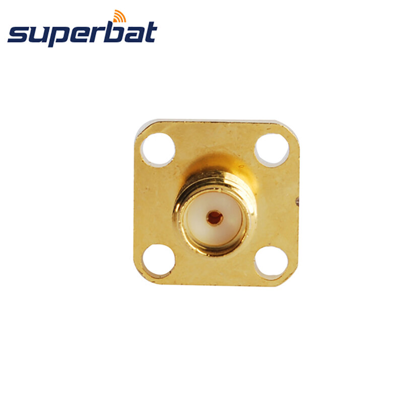 Superbat sma 4 furos montagem do painel fêmea com 6mm dielétrico & solda pós terminal rf conector coaxial