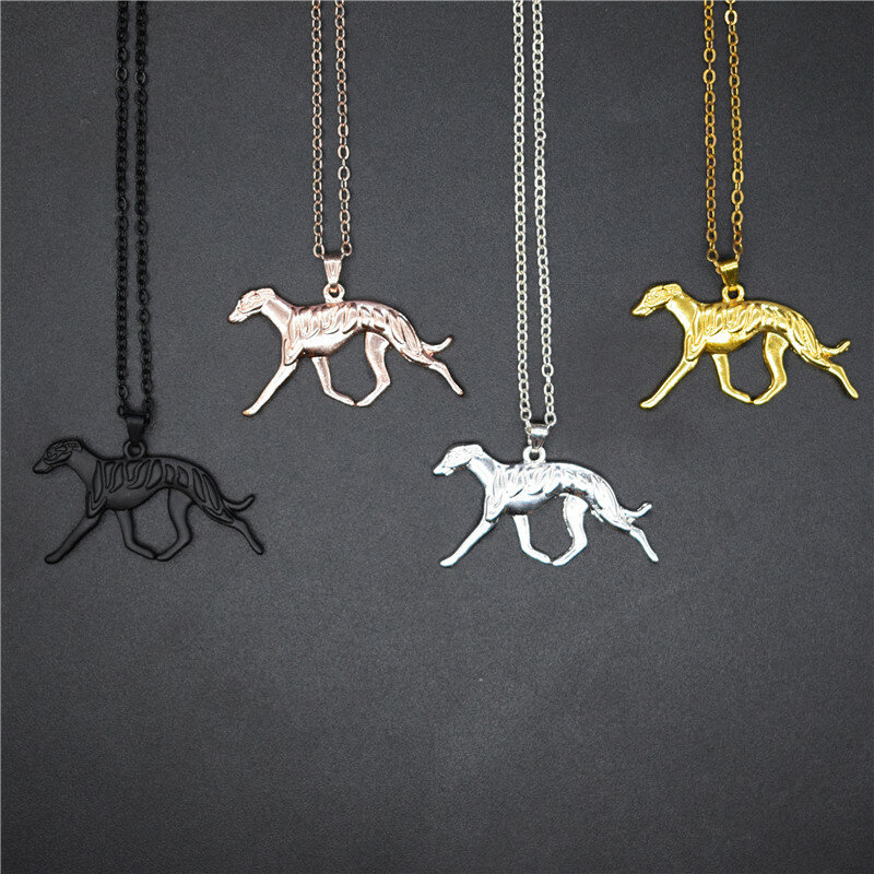 4 Colors New Whippet Charm Necklace Trendy Metal Dog Jewellery Whippet Pendant Necklace Women