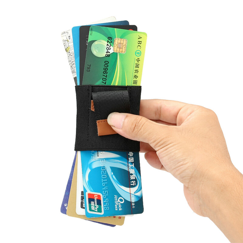 Slanke Minimalistische Voorvak Portemonnee Voor Mannen En Vrouwen Credit Card Houder Elastische Hold 4-15 Kaarten Met Verborgen cash En Key Pocket