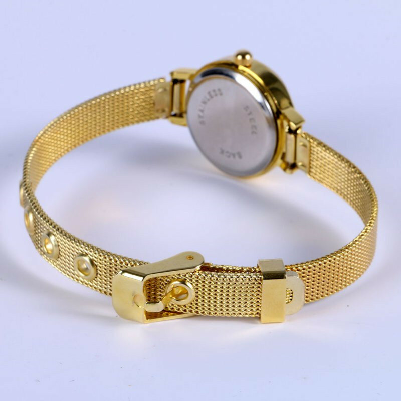 Golden Small Chic Relojes quadrante cinturino in acciaio al quarzo orologio da polso regalo ragazza donna Lady Relogio