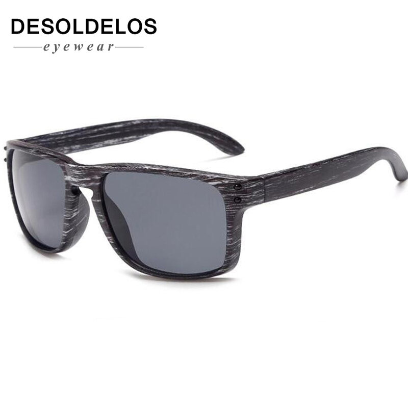 Óculos de sol clássico masculino uv400, óculos vintage para direção armação preta masculino de grão de madeira rebites 2019 quente