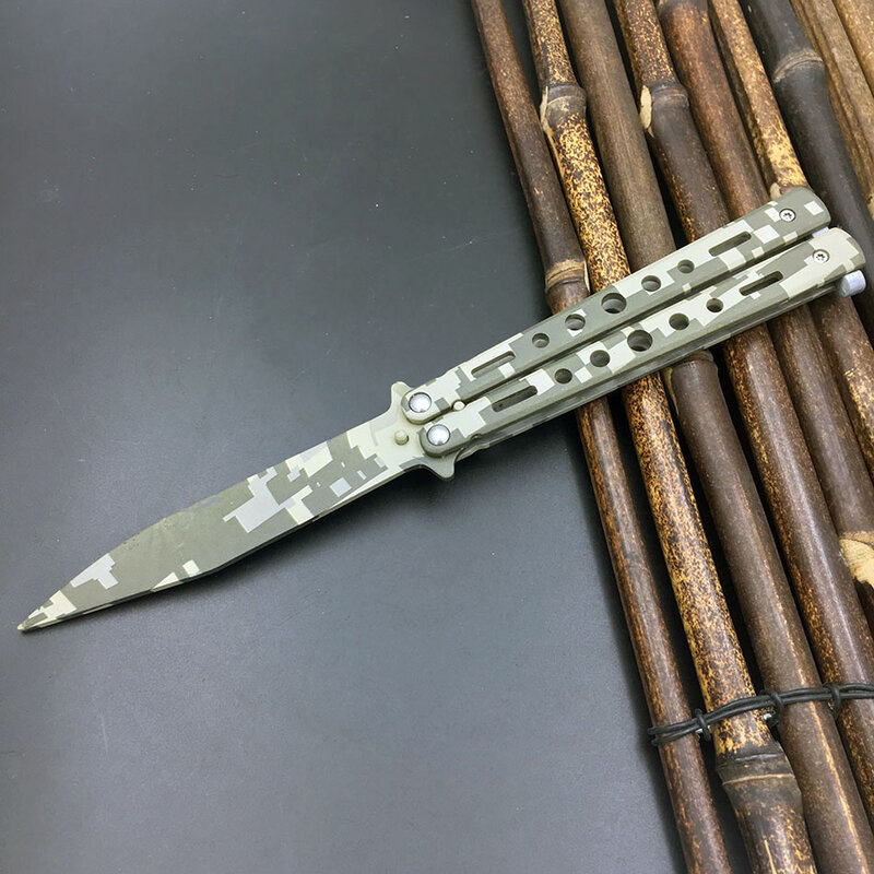 5Cr13Mov الفولاذ المقاوم للصدأ سكين فراشة التدريب سكين فراشة في سكين الألعاب سكينة قطع أداة مملة لا حافة