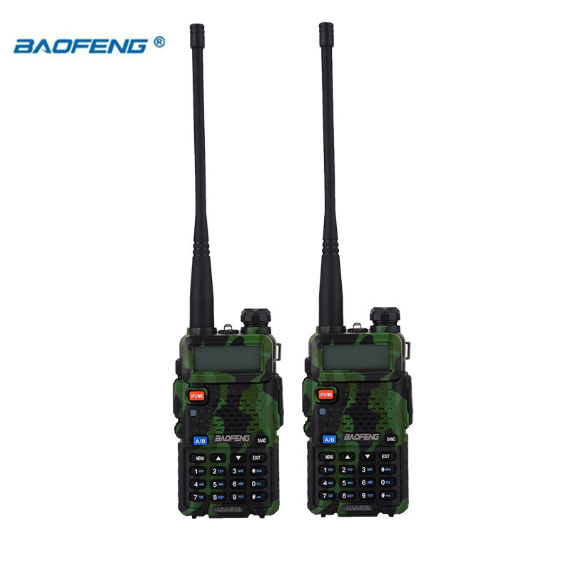 BaoFeng-walkie-talkie UV-5R, radio bidireccional, 128 canales, 5W, VHF, UHF, 136-174Mhz y 400-520Mhz, 2 unids/lote