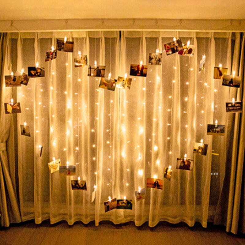 1.4*2.5m led coração luz corda amor cortina lâmpada conto de fadas natal luzes led corda casamento grinalda 8 modos escurecimento caixa