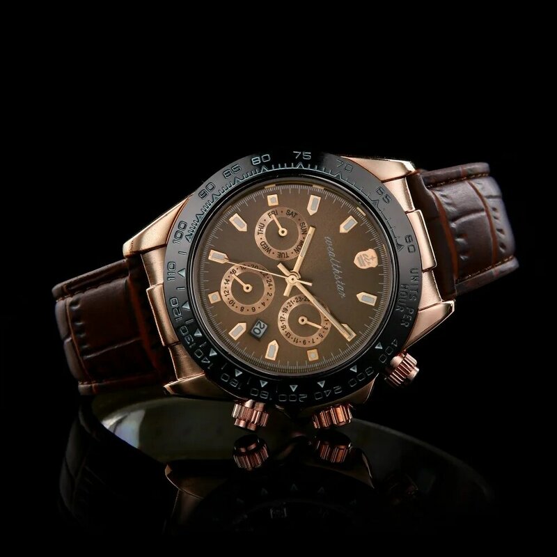 Роскошные брендовые модные повседневные деловые спортивные мужские часы ГМВ с кожаным ремешком