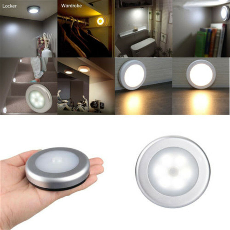 6 LED luz lámpara PIR Auto Sensor Detector de movimiento inalámbrico infrarrojo uso en casa interior armarios/cajones/escalera