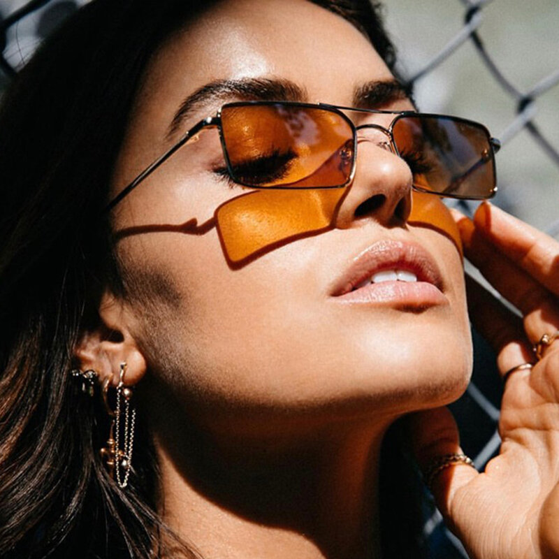 2019 Baru Persegi Kaca Mata Wanita Pria Cermin Steampunk Logam Frame Berjemur Kacamata Musim Panas Vintage Eyewear Gafas De Sol UV400